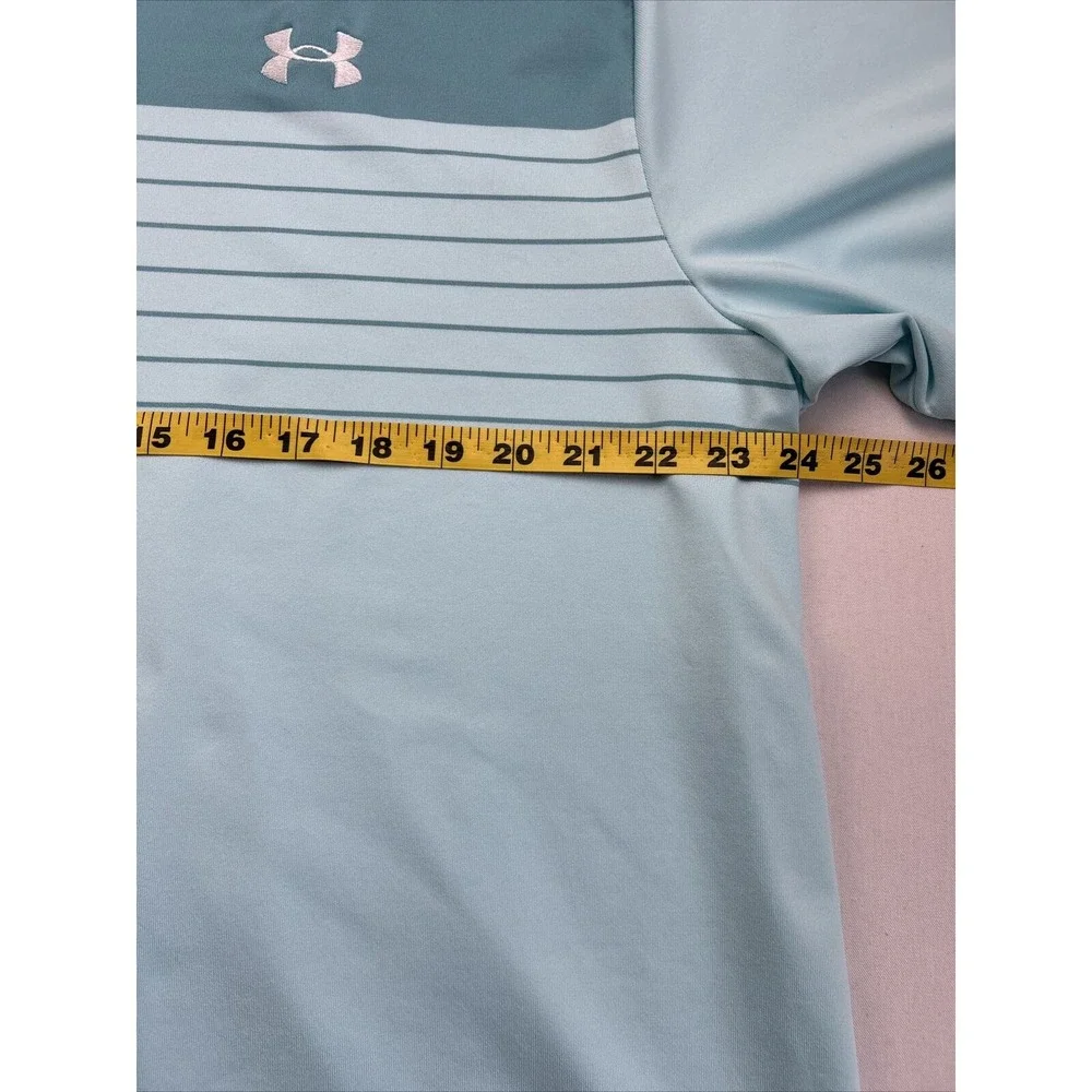 Under Armour The Playoff Polo Mens XXL‎ Lightweight Teal Striped Golf